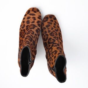 Zara Chelsea Leopard Print Calf Hair Ankle Boots